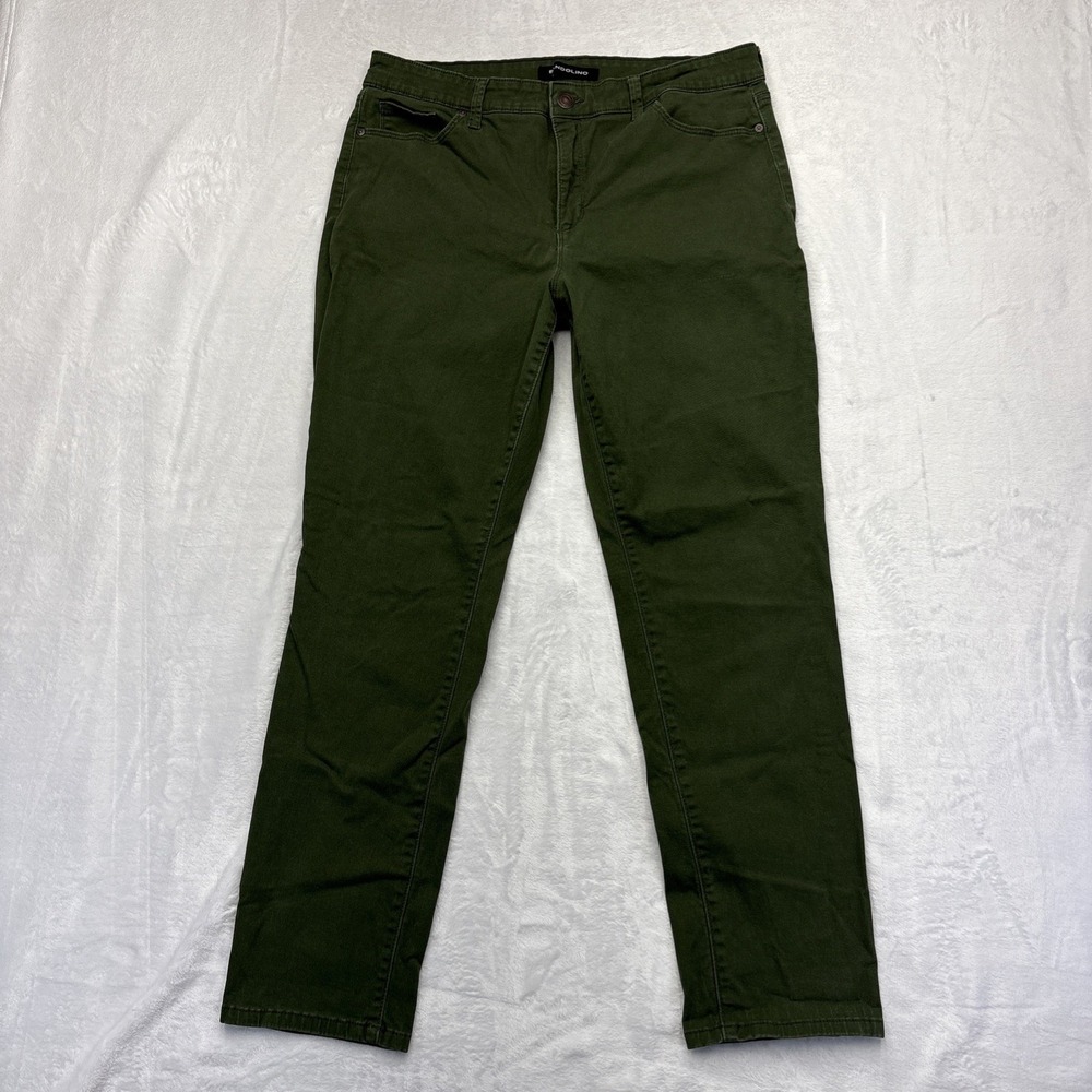 Bandolino Amy Slim Straight Pants Womens 14 Olive Green Stretch Cotton